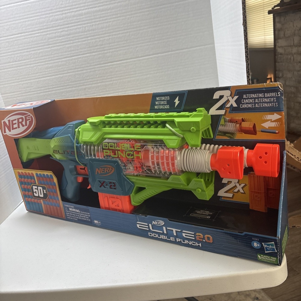 BRAND NEW IN BOX Nerf Elite 2.0 Double Punch Motorized Blaster with 50 Darts
